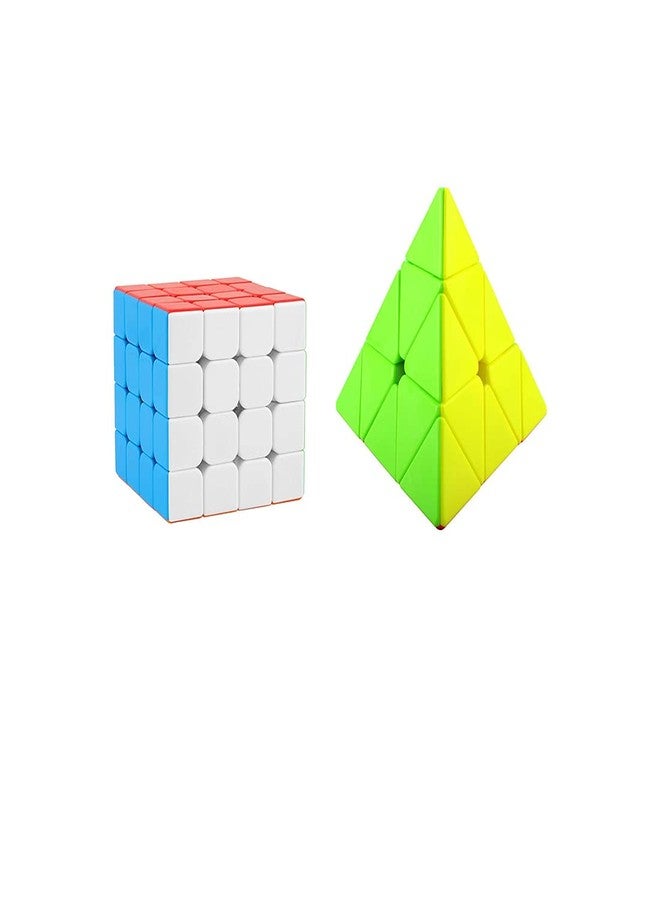 QWICK CLICK High Speed Cube Stickerless 3D Puzzle Cube Bundle 4 x Pyramid (Pack of 2)